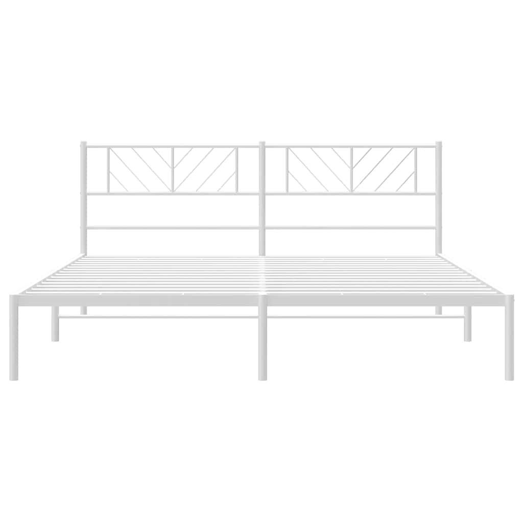 Bedframe met hoofdbord metaal wit 193x203 cm is nu te koop bij PeponiXL, paradijselijk wonen!