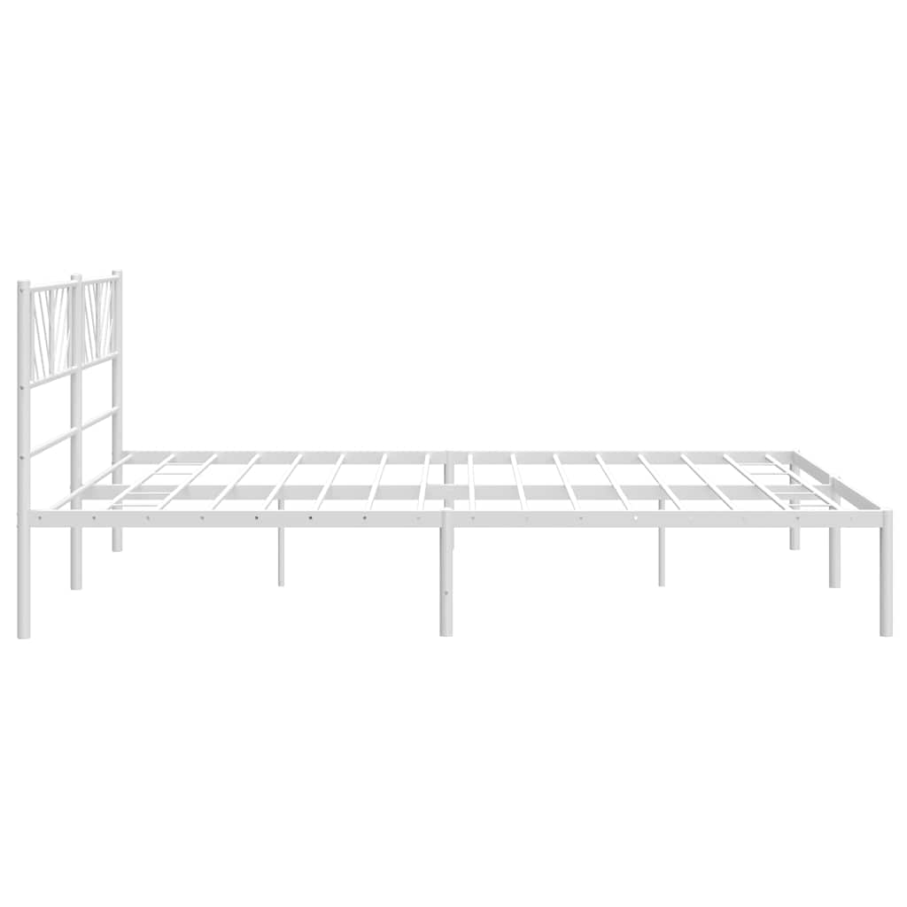 Bedframe met hoofdbord metaal wit 193x203 cm is nu te koop bij PeponiXL, paradijselijk wonen!