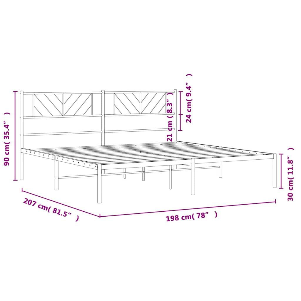 Bedframe met hoofdbord metaal wit 193x203 cm is nu te koop bij PeponiXL, paradijselijk wonen!