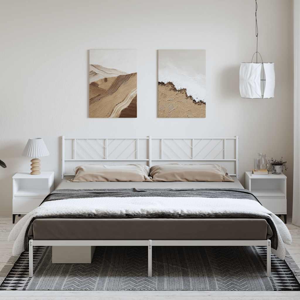 Bedframe met hoofdbord metaal wit 193x203 cm is nu te koop bij PeponiXL, paradijselijk wonen!