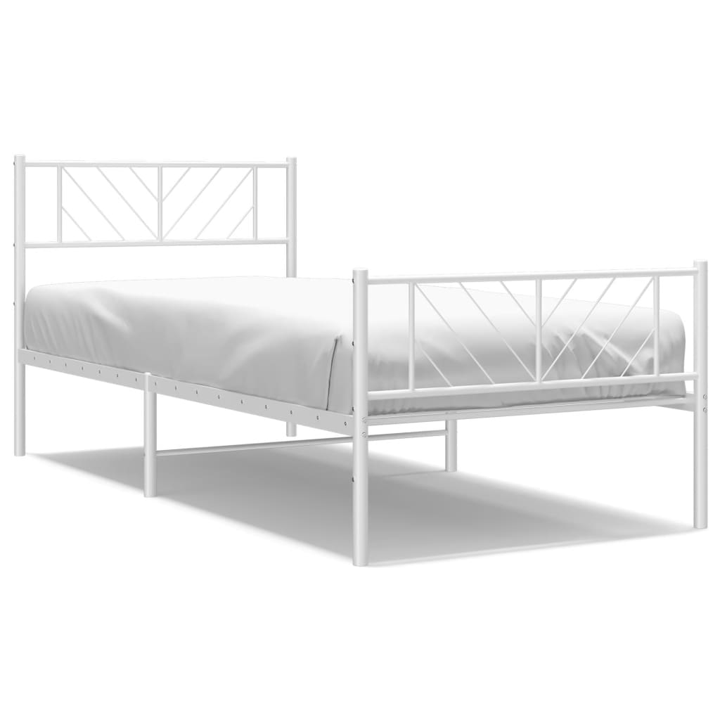 Bedframe met hoofd- en voeteneinde metaal wit 75x190 cm is nu te koop bij PeponiXL, paradijselijk wonen!
