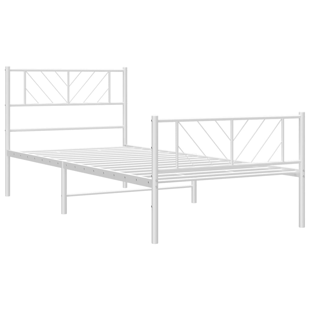 Bedframe met hoofd- en voeteneinde metaal wit 75x190 cm is nu te koop bij PeponiXL, paradijselijk wonen!