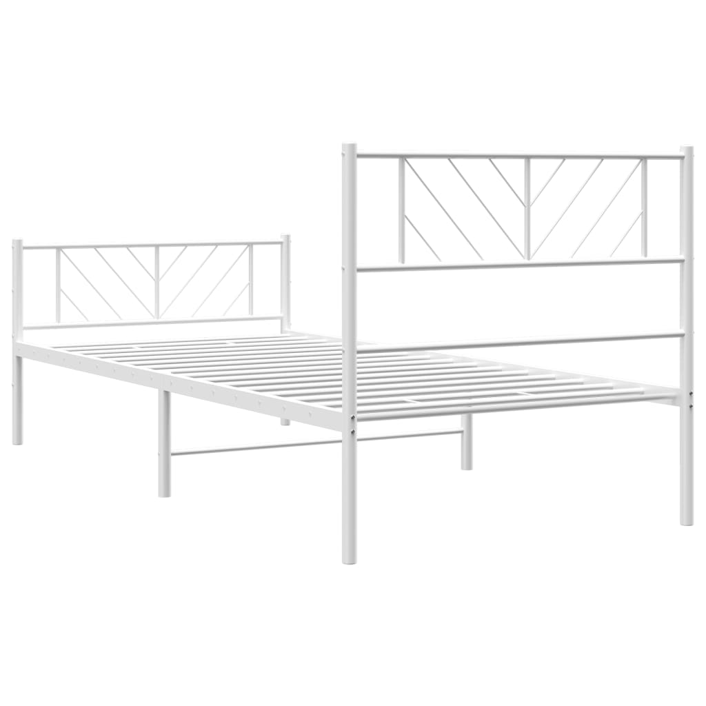 Bedframe met hoofd- en voeteneinde metaal wit 75x190 cm is nu te koop bij PeponiXL, paradijselijk wonen!