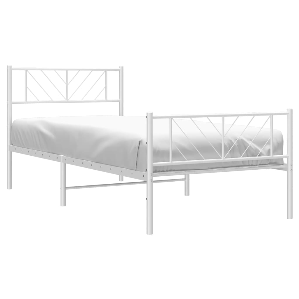 Bedframe met hoofd- en voeteneinde metaal wit 107x203 cm is nu te koop bij PeponiXL, paradijselijk wonen!