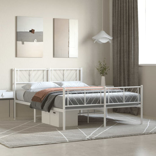 Bedframe met hoofd- en voeteneinde metaal wit 150x200 cm is nu te koop bij PeponiXL, paradijselijk wonen!