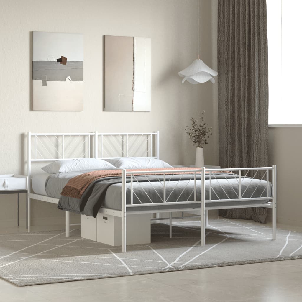 Bedframe met hoofd- en voeteneinde metaal wit 160x200 cm is nu te koop bij PeponiXL, paradijselijk wonen!