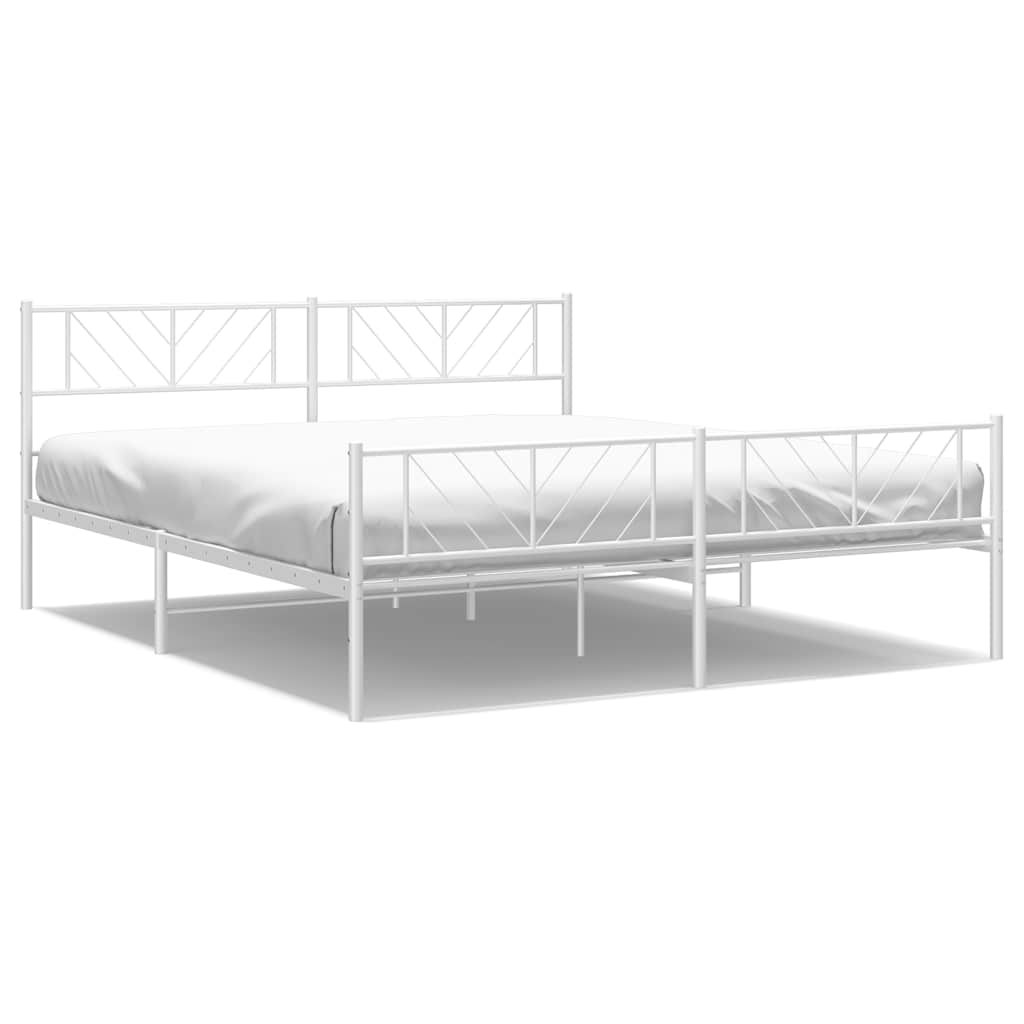 Bedframe met hoofd- en voeteneinde metaal wit 193x203 cm is nu te koop bij PeponiXL, paradijselijk wonen!