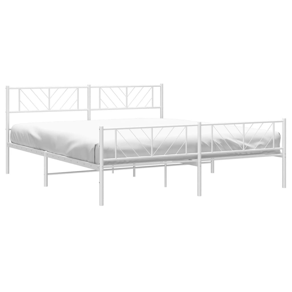 Bedframe met hoofd- en voeteneinde metaal wit 193x203 cm is nu te koop bij PeponiXL, paradijselijk wonen!