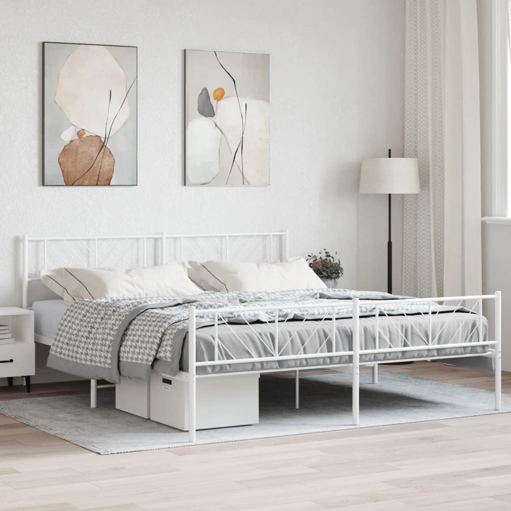 Bedframe met hoofd- en voeteneinde metaal wit 193x203 cm is nu te koop bij PeponiXL, paradijselijk wonen!