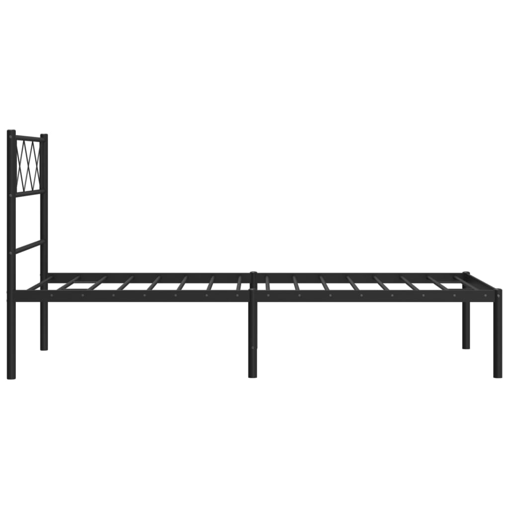 Bedframe met hoofdbord metaal zwart 75x190 cm is nu te koop bij PeponiXL, paradijselijk wonen!