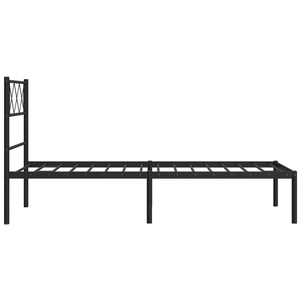 Bedframe met hoofdbord metaal zwart 90x190 cm is nu te koop bij PeponiXL, paradijselijk wonen!