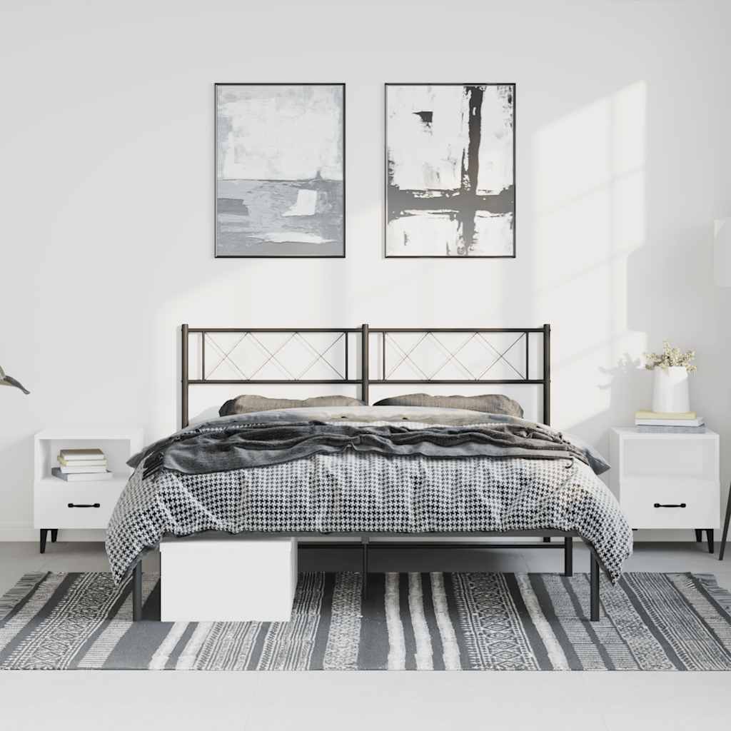 Bedframe met hoofdbord metaal zwart 135x190 cm is nu te koop bij PeponiXL, paradijselijk wonen!