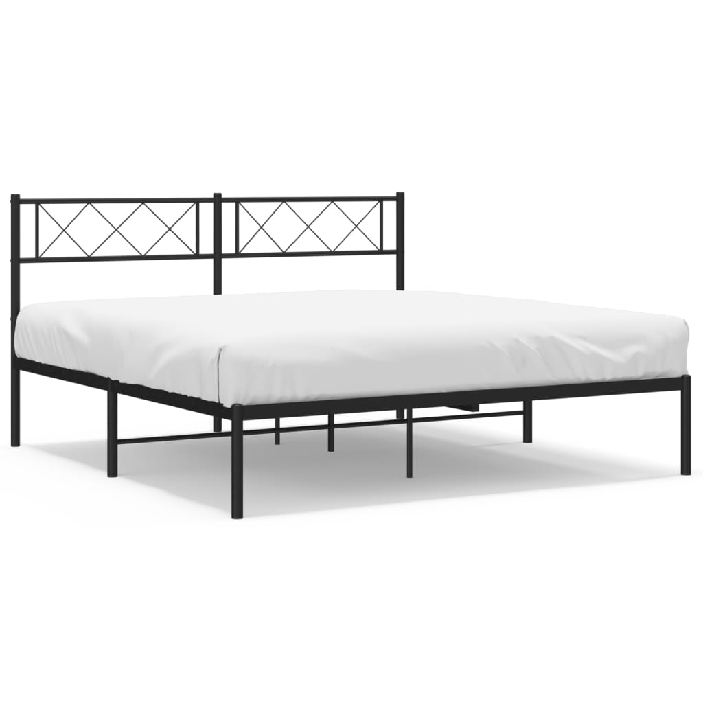 Bedframe met hoofdbord metaal zwart 140x190 cm is nu te koop bij PeponiXL, paradijselijk wonen!