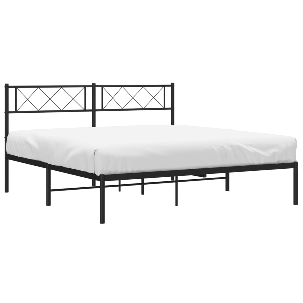 Bedframe met hoofdbord metaal zwart 140x190 cm is nu te koop bij PeponiXL, paradijselijk wonen!