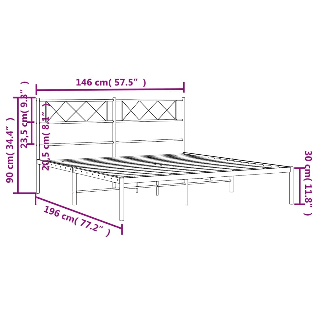 Bedframe met hoofdbord metaal zwart 140x190 cm is nu te koop bij PeponiXL, paradijselijk wonen!