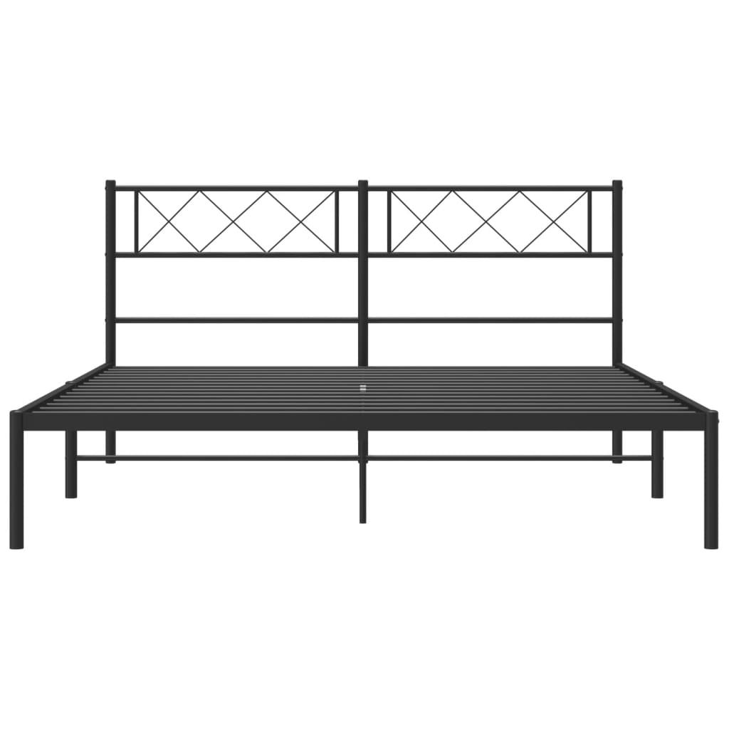 Bedframe met hoofdbord metaal zwart 140x200 cm is nu te koop bij PeponiXL, paradijselijk wonen!