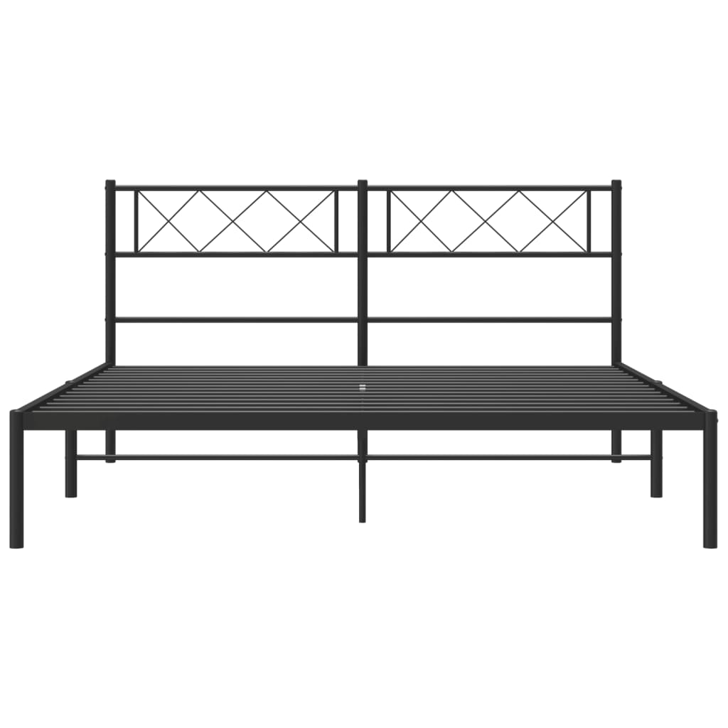 Bedframe met hoofdbord metaal zwart 160x200 cm is nu te koop bij PeponiXL, paradijselijk wonen!