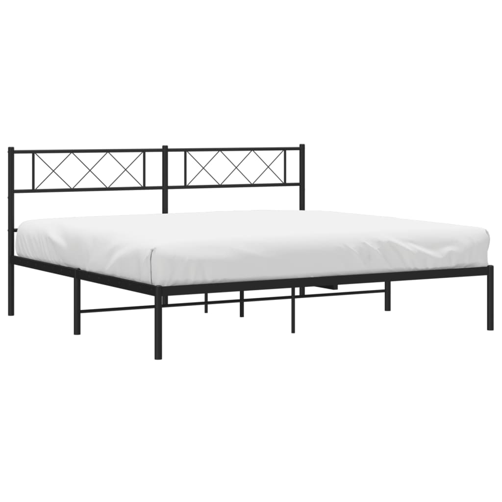Bedframe met hoofdbord metaal zwart 180x200 cm is nu te koop bij PeponiXL, paradijselijk wonen!