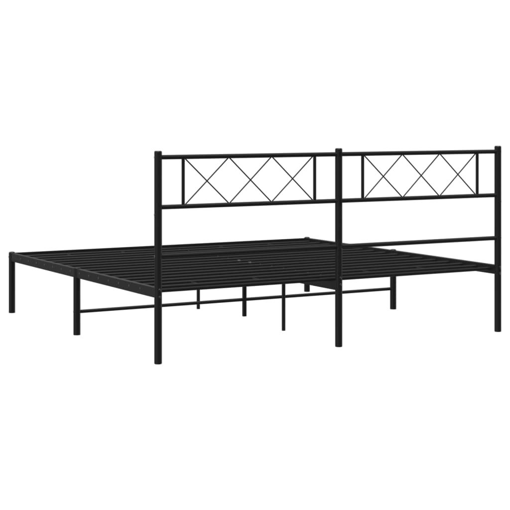 Bedframe met hoofdbord metaal zwart 180x200 cm is nu te koop bij PeponiXL, paradijselijk wonen!