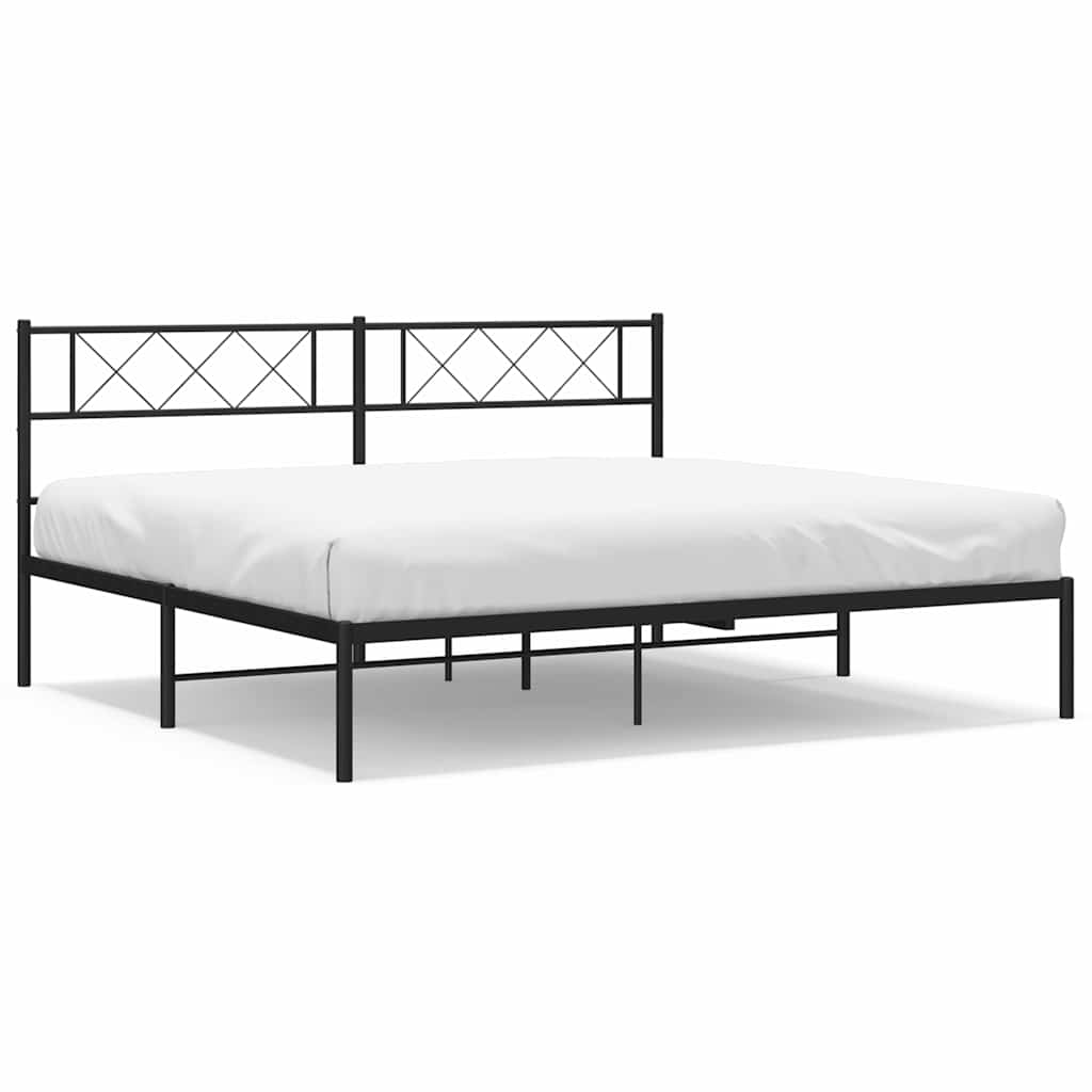 Bedframe met hoofdbord metaal zwart 183x213 cm is nu te koop bij PeponiXL, paradijselijk wonen!