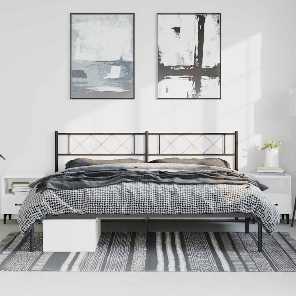 Bedframe met hoofdbord metaal zwart 183x213 cm is nu te koop bij PeponiXL, paradijselijk wonen!