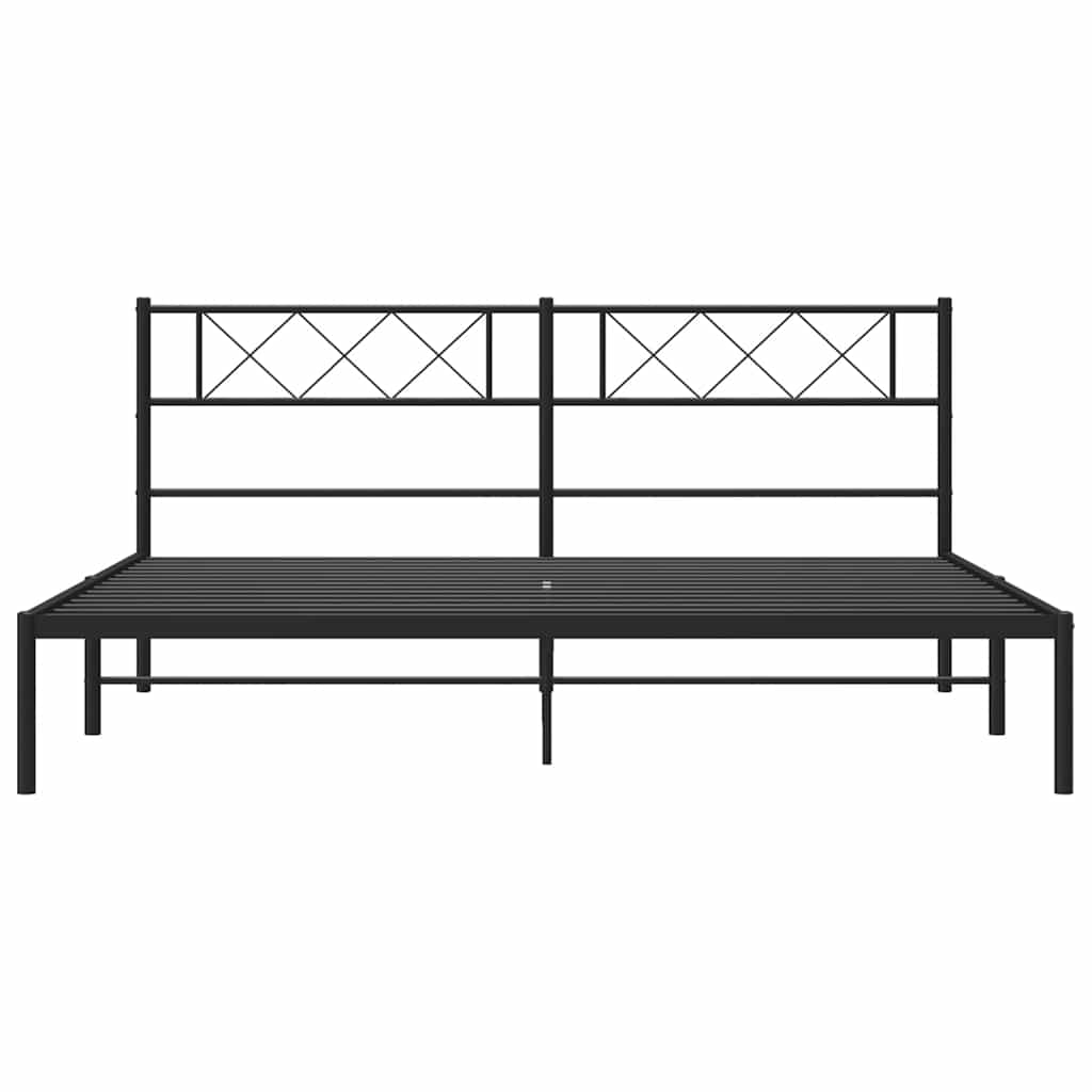 Bedframe met hoofdbord metaal zwart 183x213 cm is nu te koop bij PeponiXL, paradijselijk wonen!