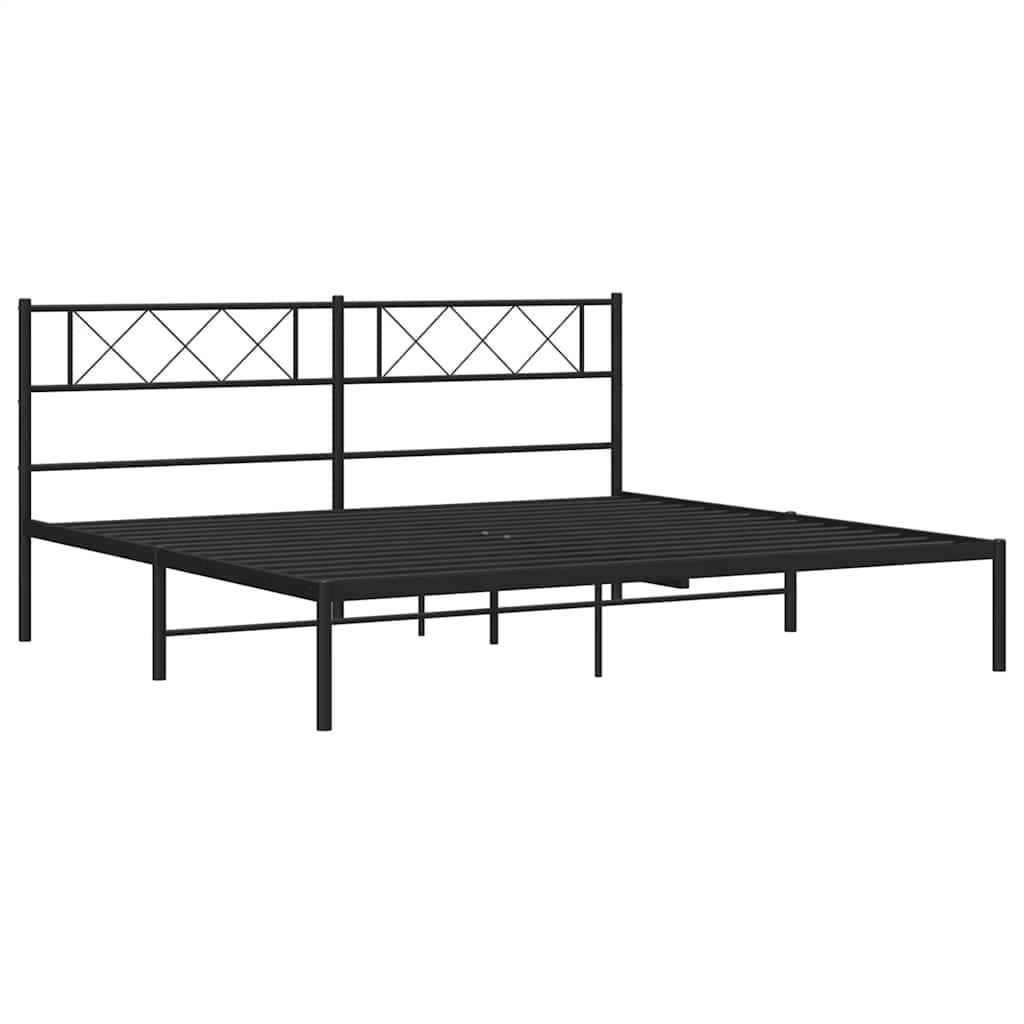 Bedframe met hoofdbord metaal zwart 193x203 cm is nu te koop bij PeponiXL, paradijselijk wonen!