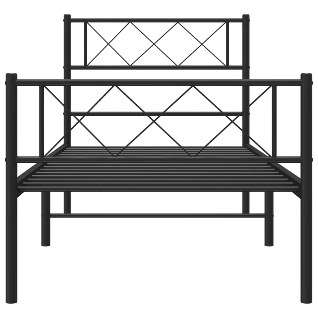Bedframe met hoofd- en voeteneinde metaal zwart 75x190 cm is nu te koop bij PeponiXL, paradijselijk wonen!