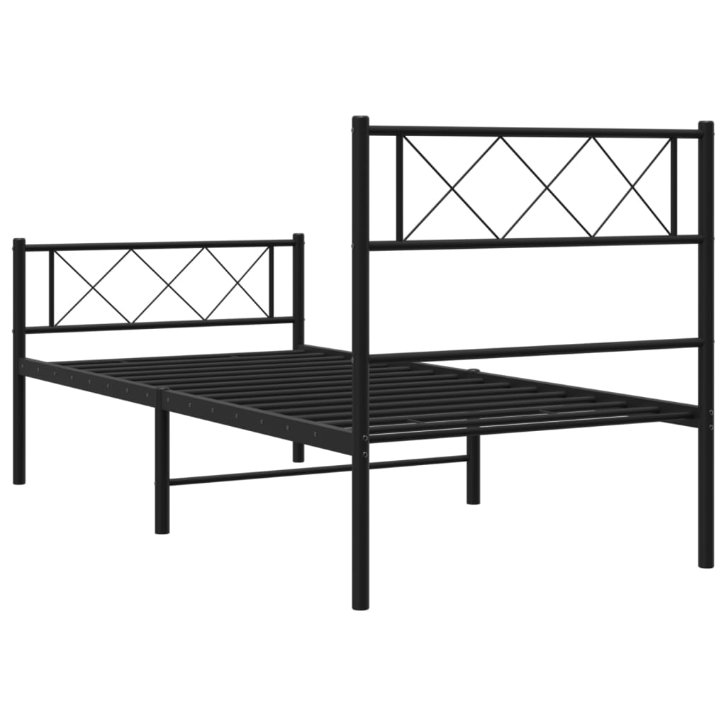 Bedframe met hoofd- en voeteneinde metaal zwart 75x190 cm is nu te koop bij PeponiXL, paradijselijk wonen!