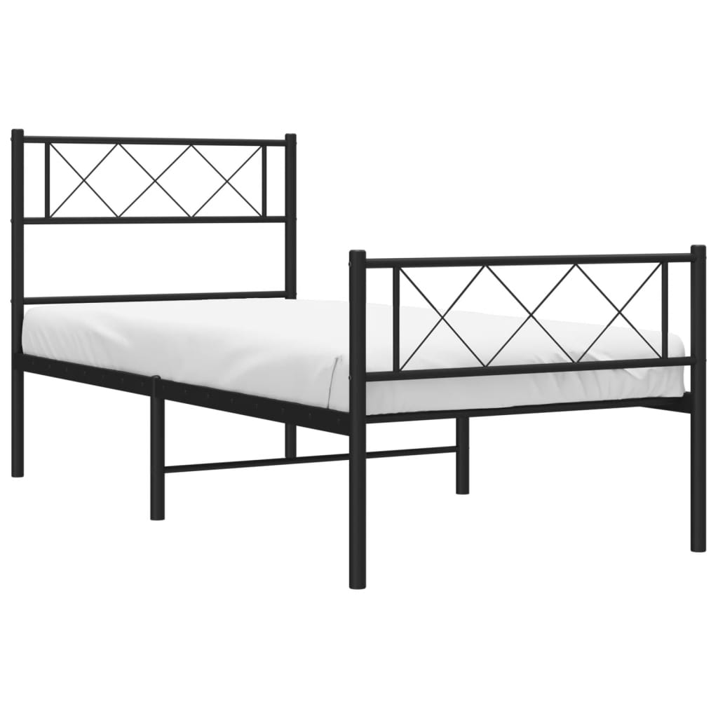 Bedframe met hoofd- en voeteneinde metaal zwart 90x190 cm is nu te koop bij PeponiXL, paradijselijk wonen!