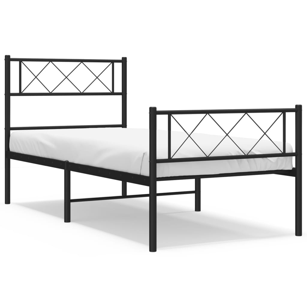 Bedframe met hoofd- en voeteneinde metaal zwart 107x203 cm is nu te koop bij PeponiXL, paradijselijk wonen!