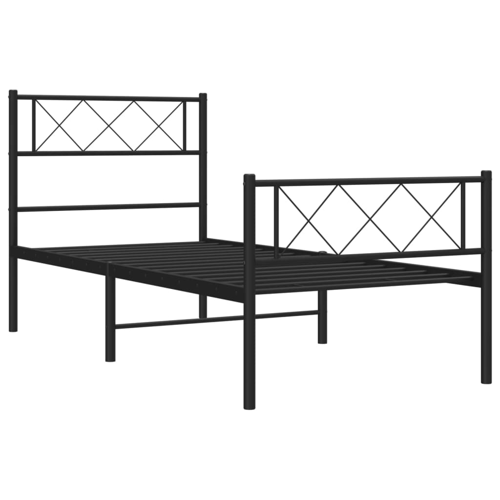 Bedframe met hoofd- en voeteneinde metaal zwart 107x203 cm is nu te koop bij PeponiXL, paradijselijk wonen!