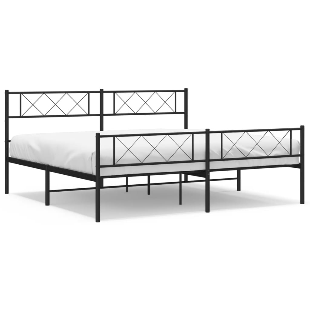 Bedframe met hoofd- en voeteneinde metaal zwart 183x213 cm is nu te koop bij PeponiXL, paradijselijk wonen!