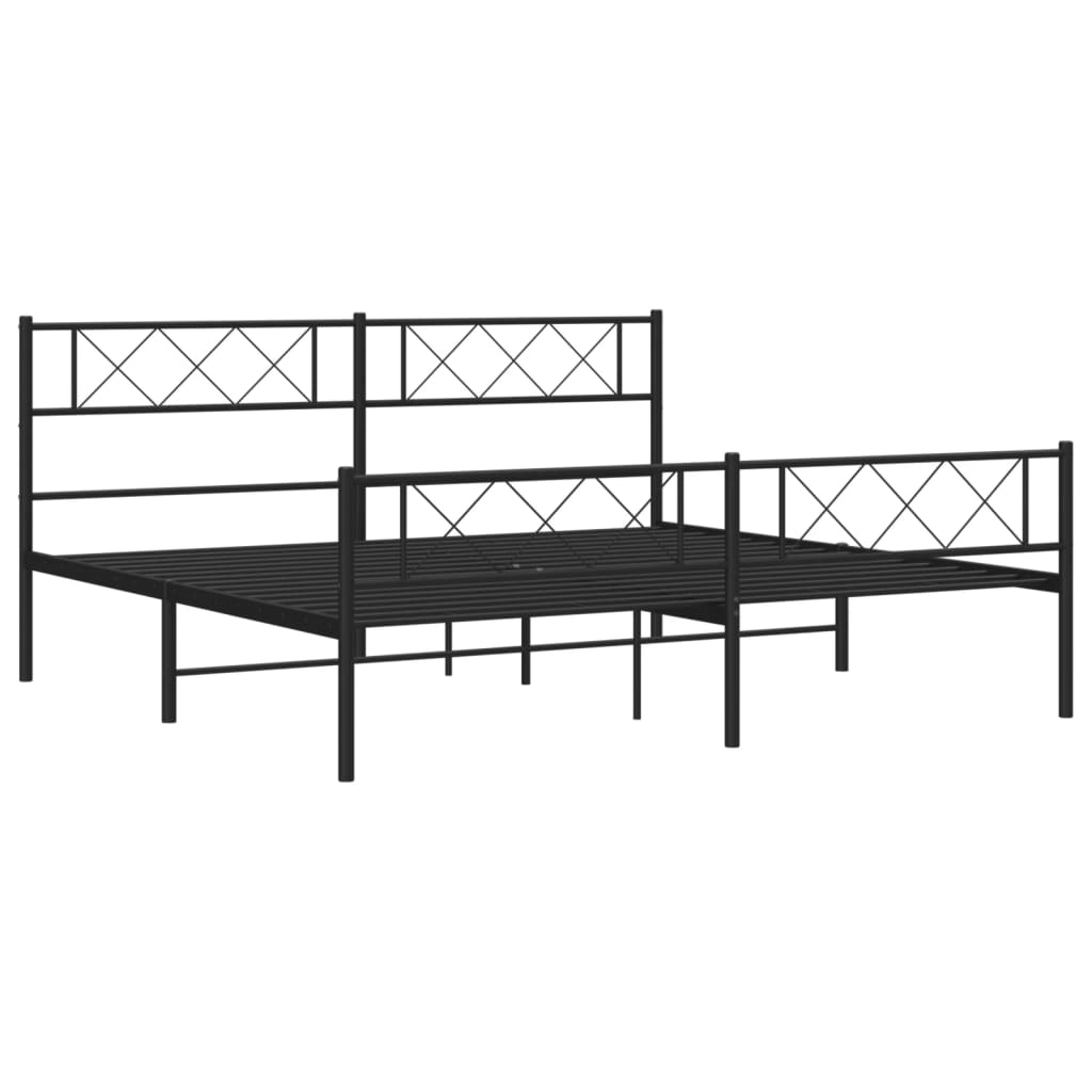 Bedframe met hoofd- en voeteneinde metaal zwart 183x213 cm is nu te koop bij PeponiXL, paradijselijk wonen!