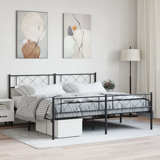 Bedframe met hoofd- en voeteneinde metaal zwart 183x213 cm is nu te koop bij PeponiXL, paradijselijk wonen!