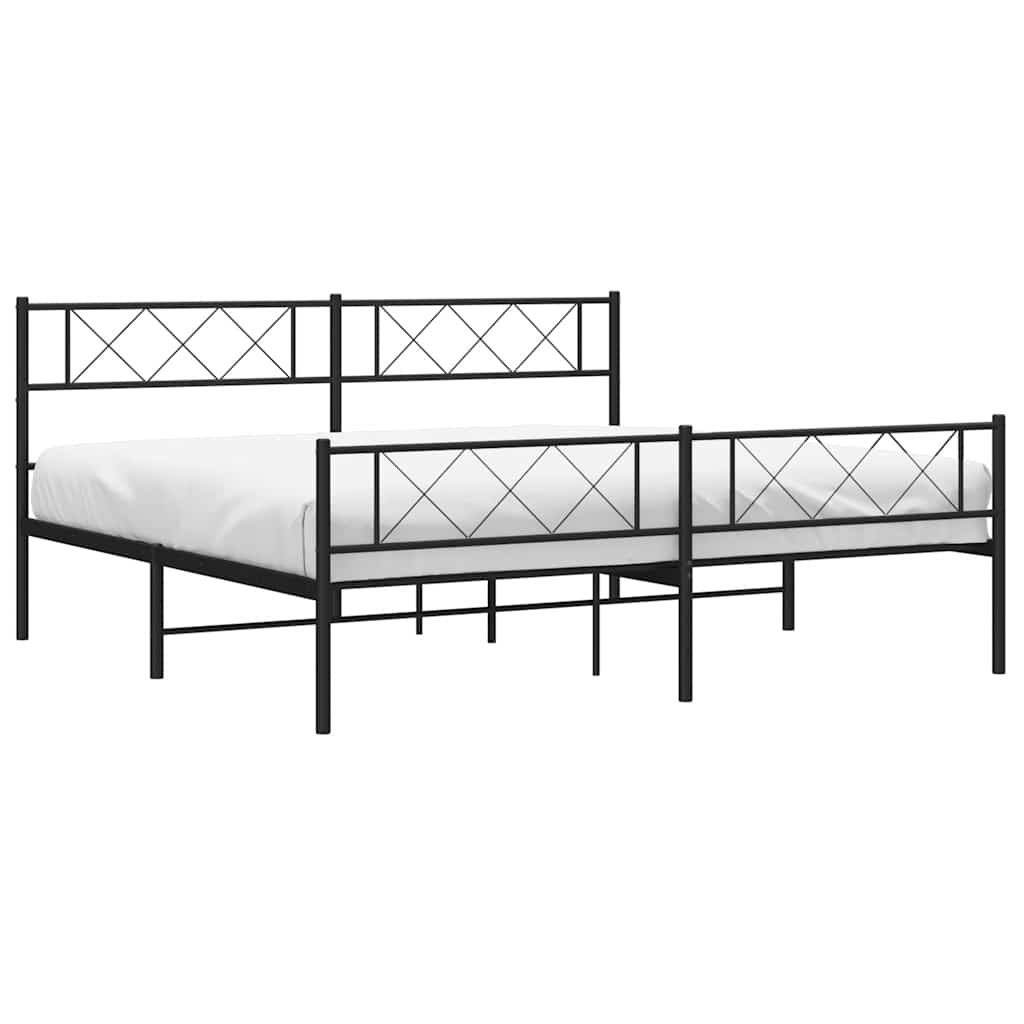 Bedframe met hoofd- en voeteneinde metaal zwart 193x203 cm is nu te koop bij PeponiXL, paradijselijk wonen!
