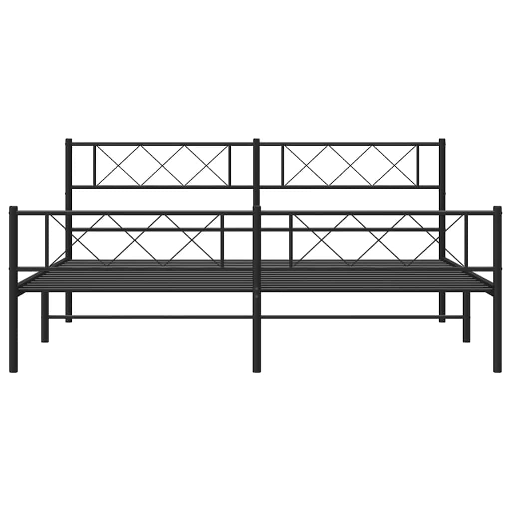 Bedframe met hoofd- en voeteneinde metaal zwart 193x203 cm is nu te koop bij PeponiXL, paradijselijk wonen!