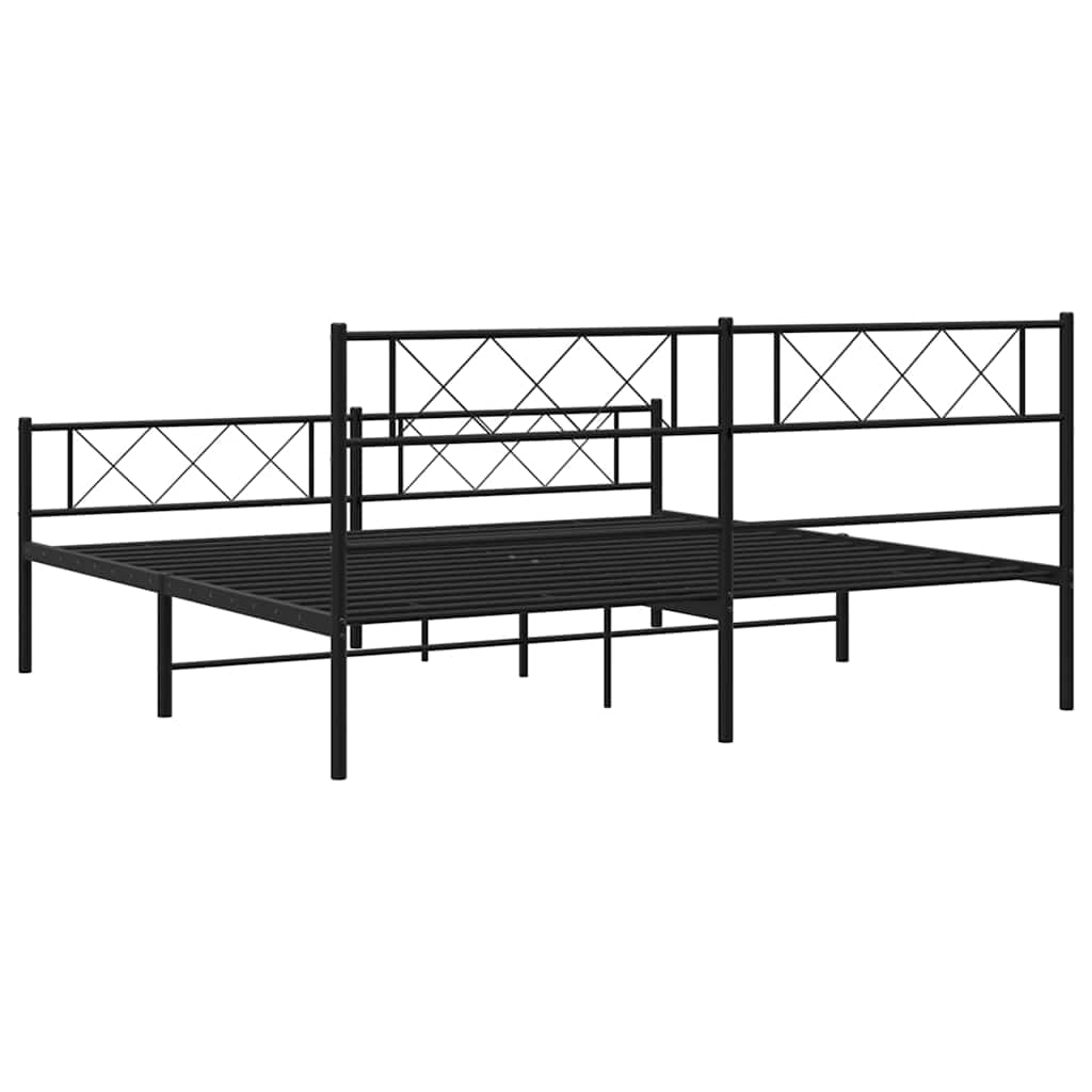 Bedframe met hoofd- en voeteneinde metaal zwart 193x203 cm is nu te koop bij PeponiXL, paradijselijk wonen!