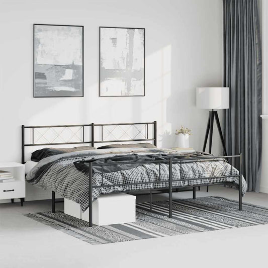 Bedframe met hoofd- en voeteneinde metaal zwart 193x203 cm is nu te koop bij PeponiXL, paradijselijk wonen!