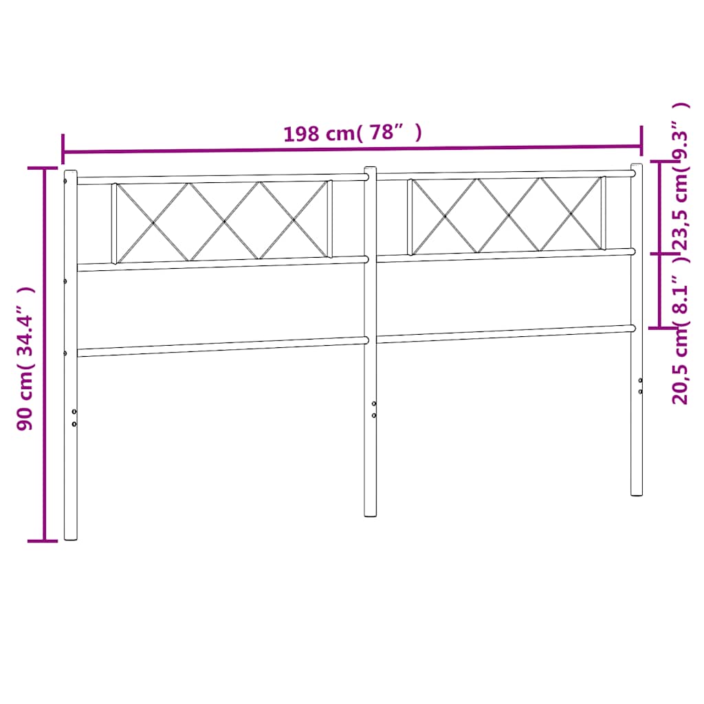Vervangend hoofdbord 193 cm metaal zwart is nu te koop bij PeponiXL, paradijselijk wonen!