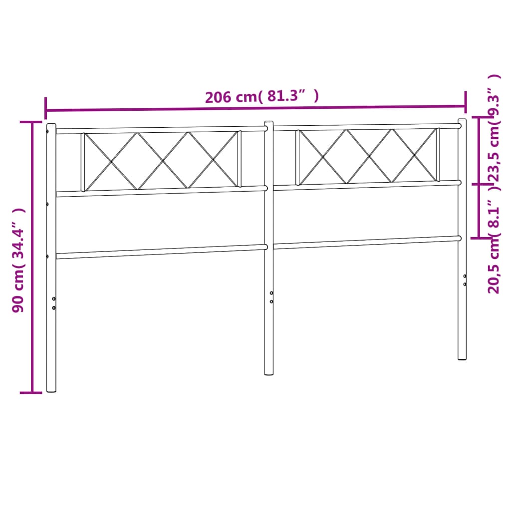 Vervangend hoofdbord 200 cm metaal zwart is nu te koop bij PeponiXL, paradijselijk wonen!