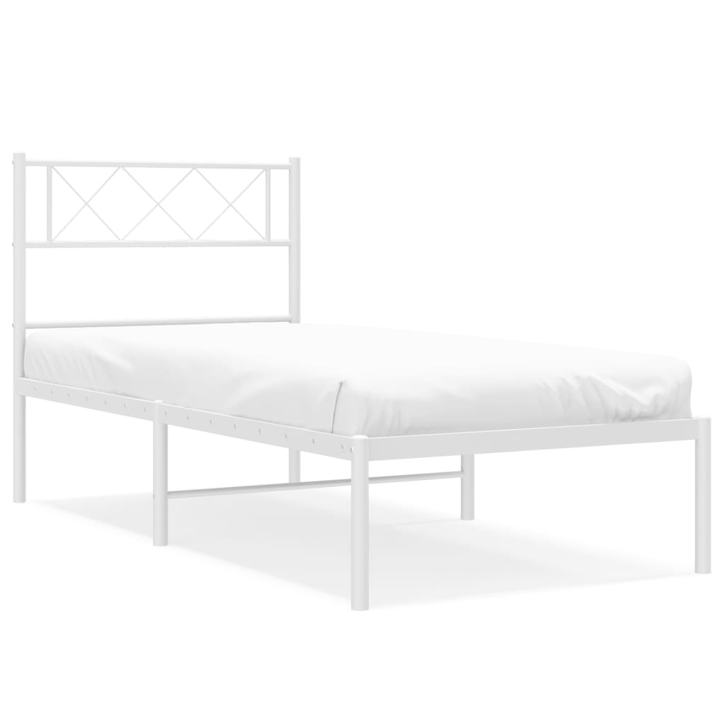 Bedframe met hoofdbord metaal wit 80x200 cm is nu te koop bij PeponiXL, paradijselijk wonen!