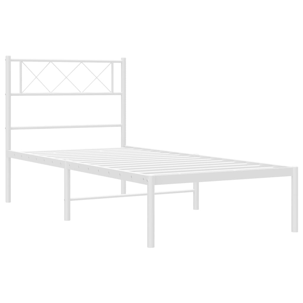 Bedframe met hoofdbord metaal wit 80x200 cm is nu te koop bij PeponiXL, paradijselijk wonen!