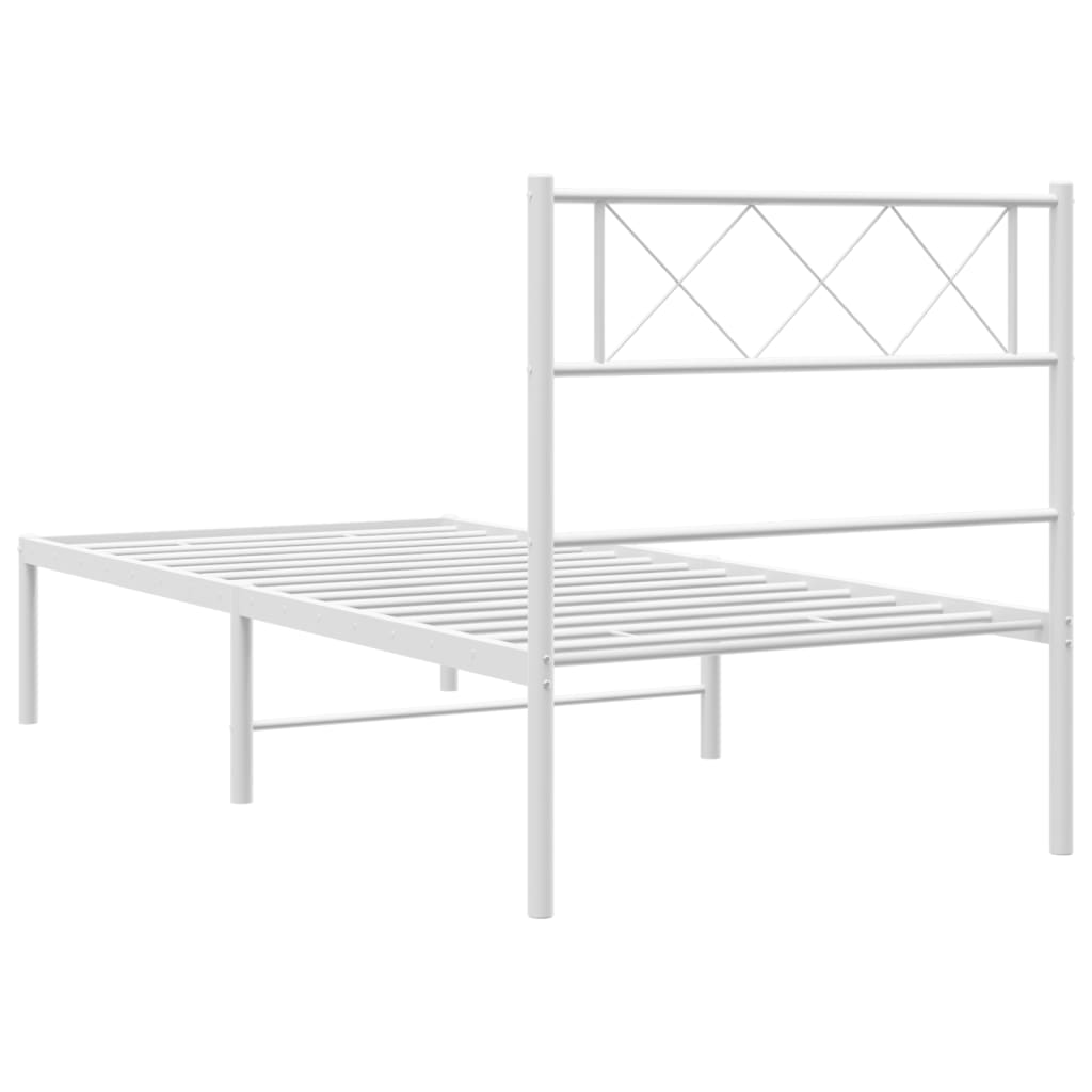 Bedframe met hoofdbord metaal wit 80x200 cm is nu te koop bij PeponiXL, paradijselijk wonen!