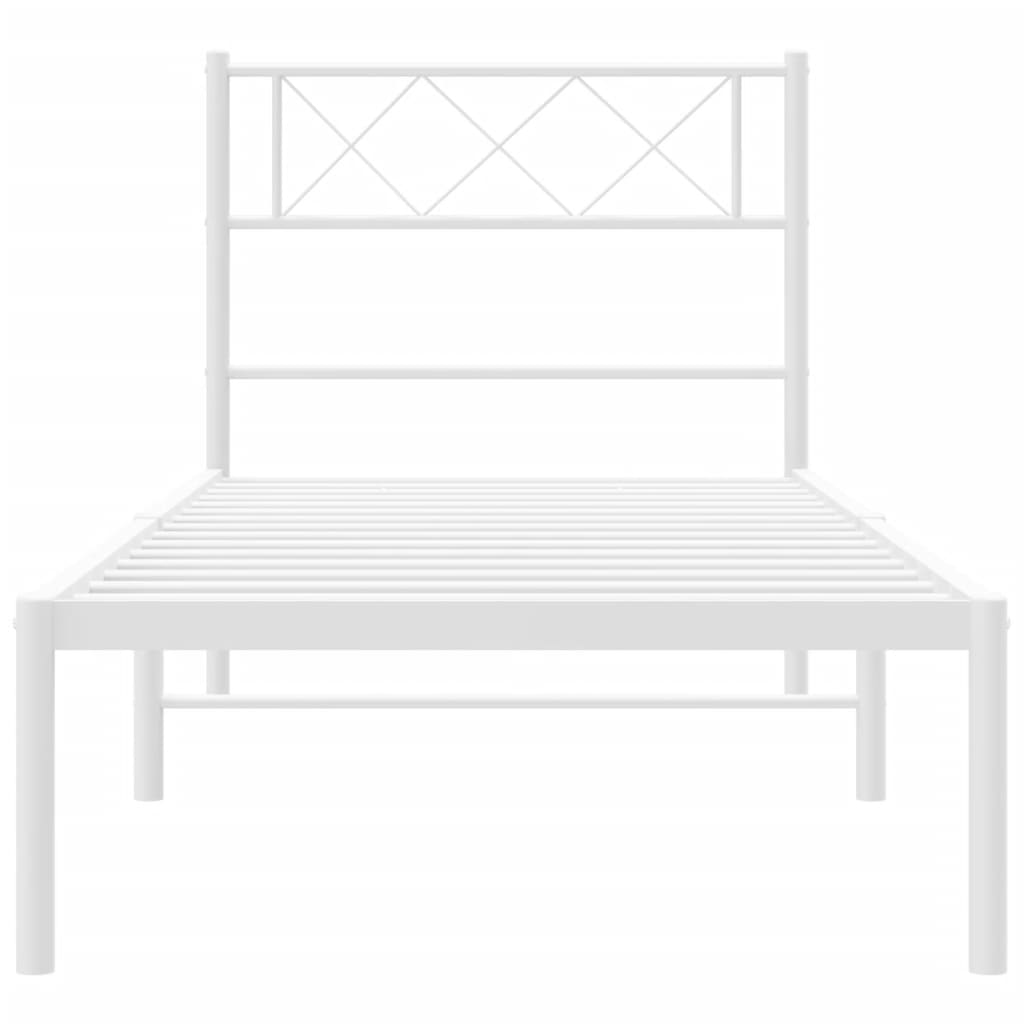 Bedframe met hoofdbord metaal wit 90x190 cm is nu te koop bij PeponiXL, paradijselijk wonen!