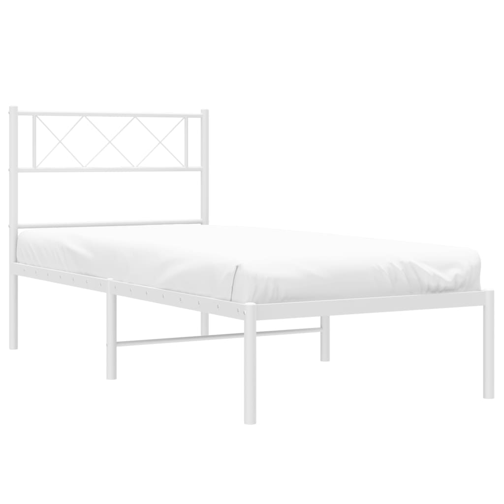 Bedframe met hoofdbord metaal wit 90x200 cm is nu te koop bij PeponiXL, paradijselijk wonen!