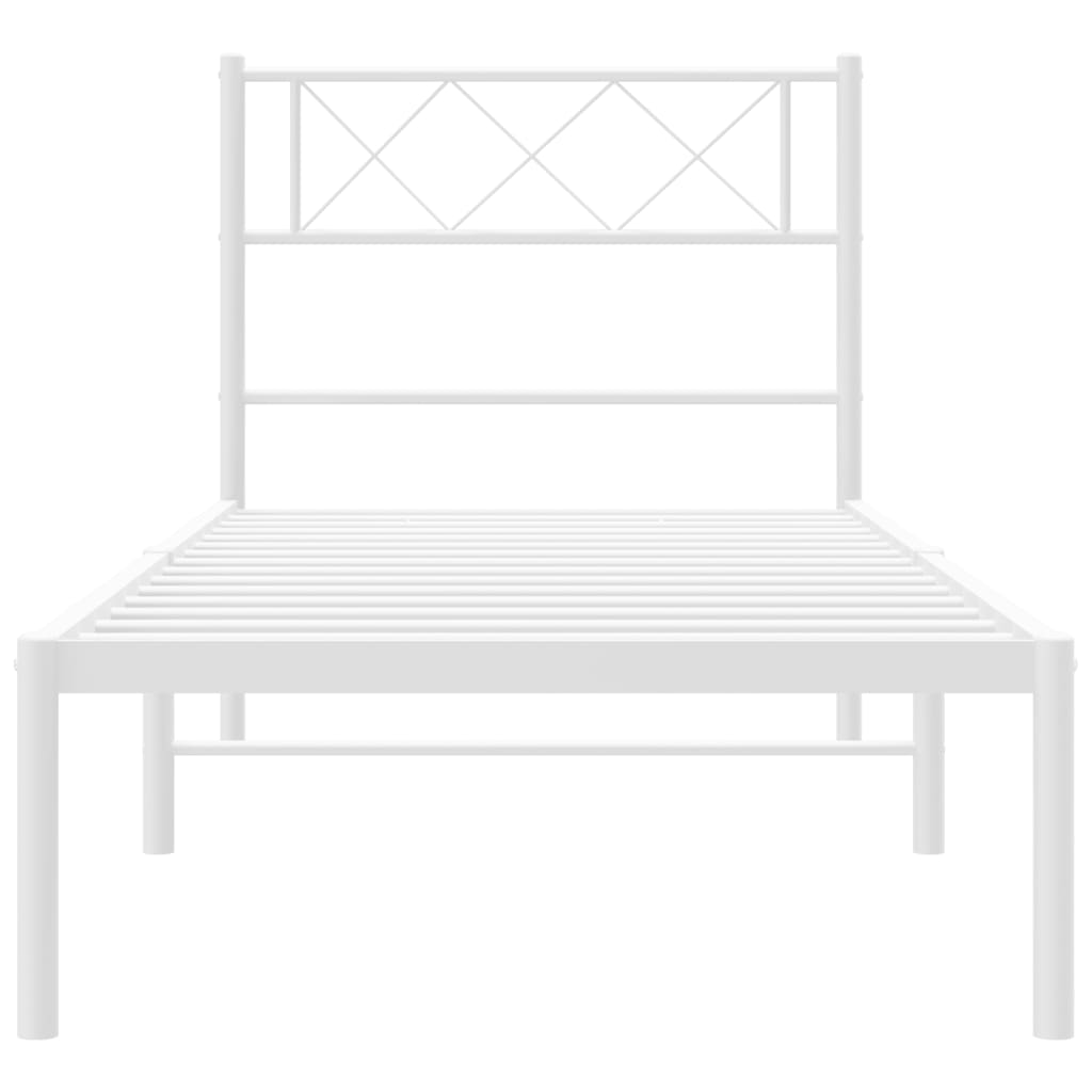 Bedframe met hoofdbord metaal wit 107x203 cm is nu te koop bij PeponiXL, paradijselijk wonen!