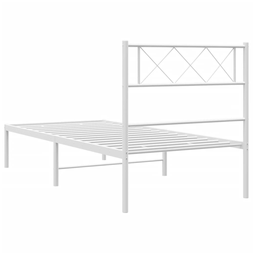 Bedframe met hoofdbord metaal wit 107x203 cm is nu te koop bij PeponiXL, paradijselijk wonen!