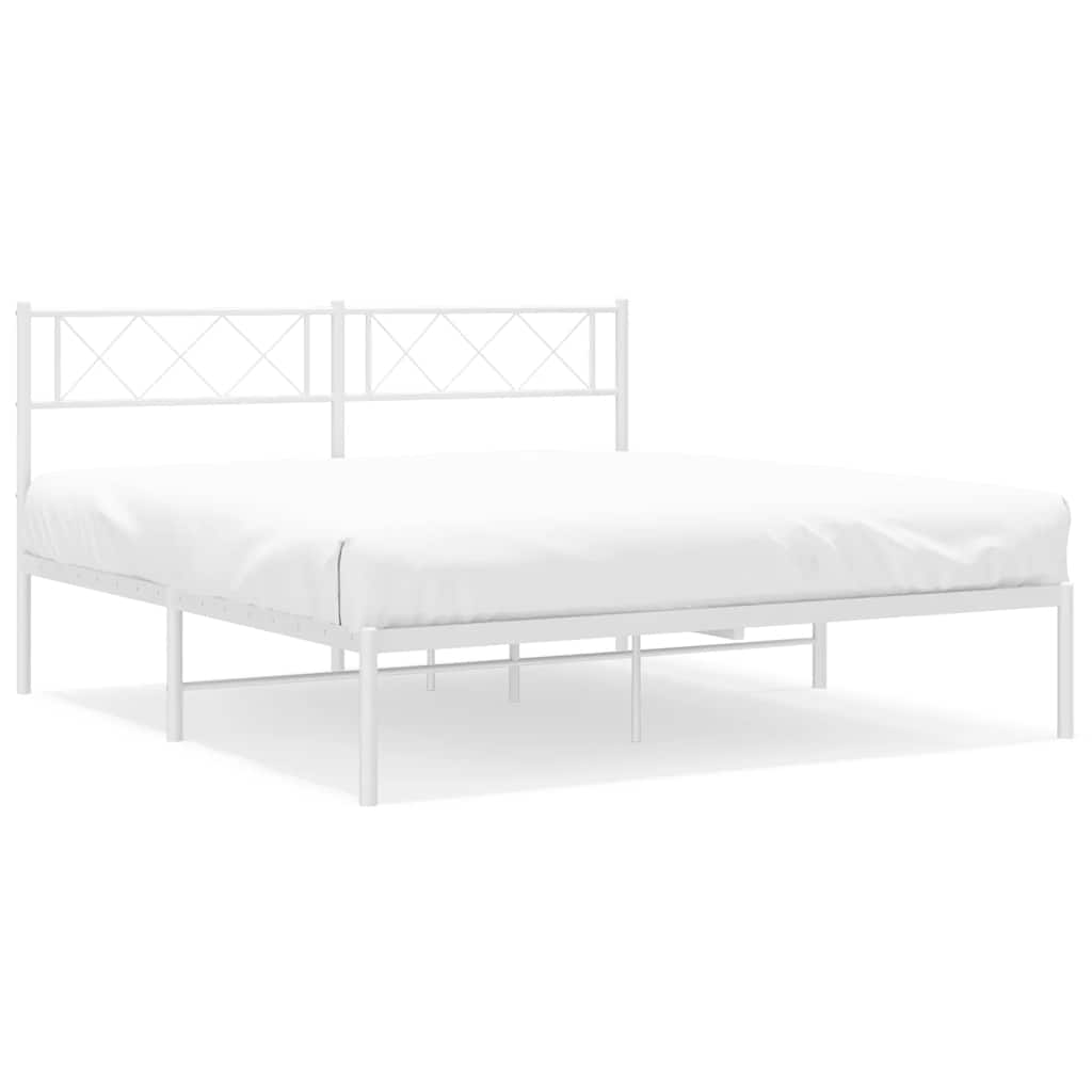 Bedframe met hoofdbord metaal wit 135x190 cm is nu te koop bij PeponiXL, paradijselijk wonen!