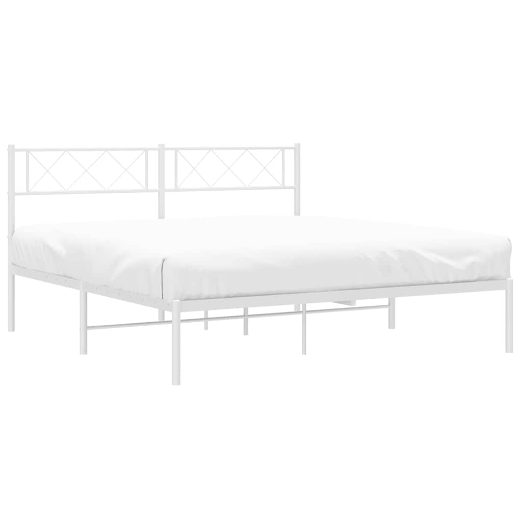 Bedframe met hoofdbord metaal wit 135x190 cm is nu te koop bij PeponiXL, paradijselijk wonen!
